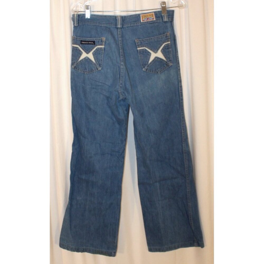 Vintage FRENCH STAR Blue Flare Jeans Size 33 High Rise 100% Cotton